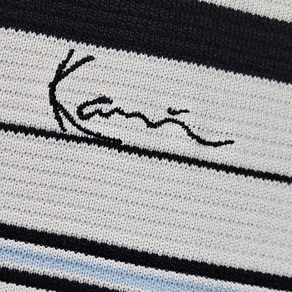 Kani Gold Polo Shirt Mens 3X Blue White Striped Embroidered Logo READ - Picture 3 of 12